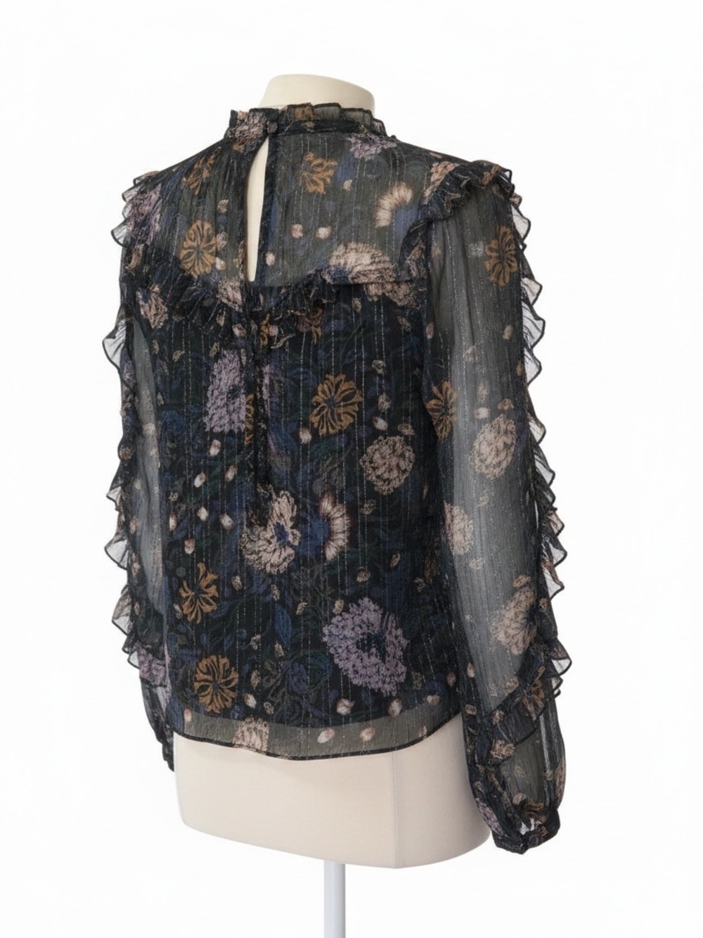 Veronica Beard Alba Silk Metallic Floral Ruffle Blouse + Matching Cami | Size 8 - Picture 7 of 13